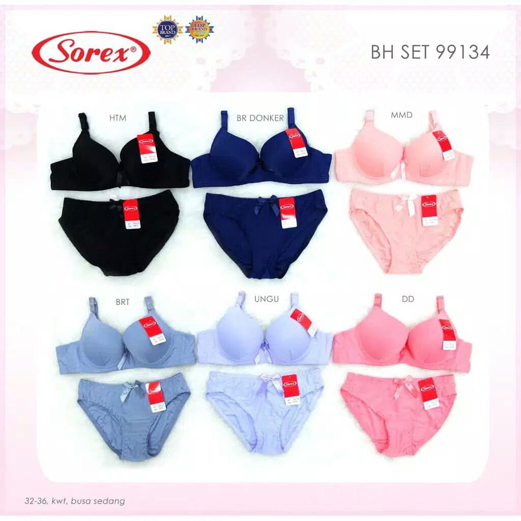 (1set) Bh Bra Set Sorex 99134 (Cup A) | Bra Satu Set Busa Kawat |pd.#