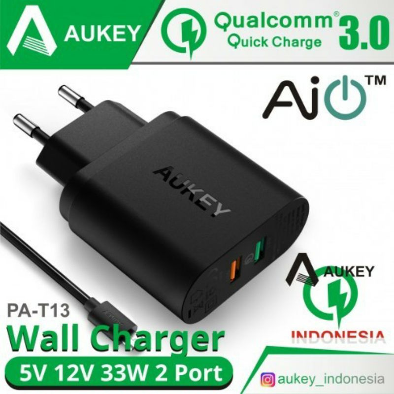 Aukey Charger 2 USB Port Quick Charge 3.0