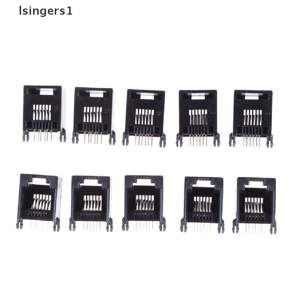 (lsingers1) 10pcs / set RJ11 RJ12 6P6C Soket Jack Internet Komputer