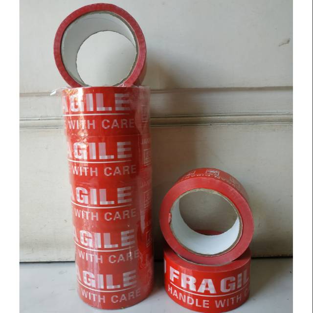 

Lakban fragile merah / isolasi fragile 60 / 90 yard
