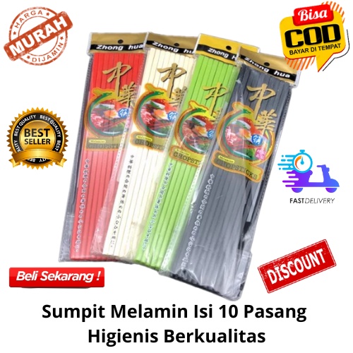 [BISA COD] Sumpit Melamin Isi 10 Pasang Food Grade Sumpit Makan Sumpit Mie Sumpit Souvenir Sumpit Plastik Alat Makan Murah Meriah