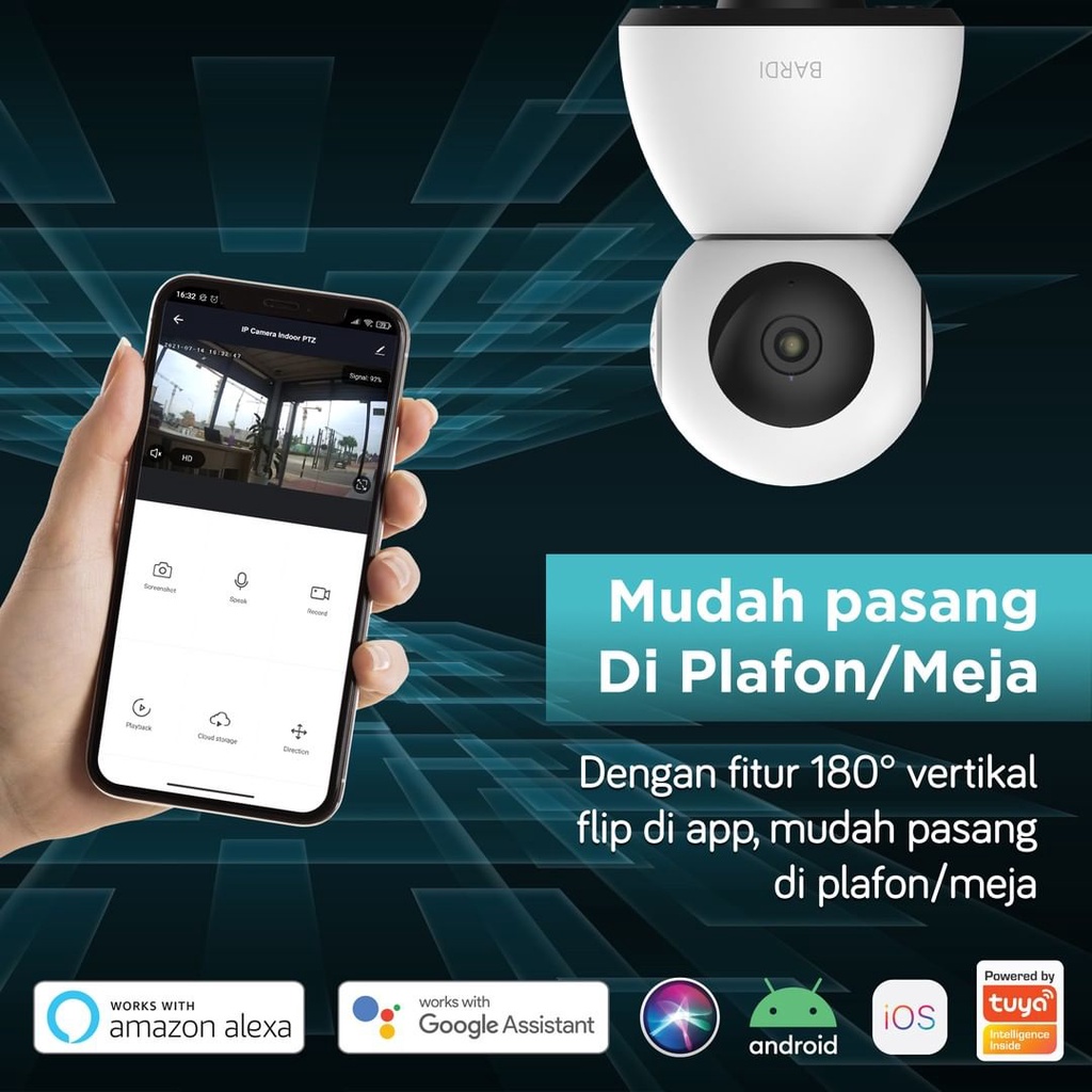 BARDI Smart Indoor PTZ IP Camera CCTV Wifi IoT Bisa Putar 355&quot; Home Automation CCTV RUMAH CCTV Smart