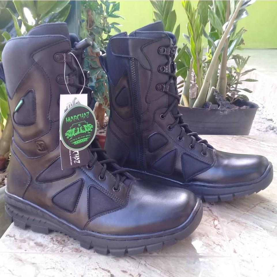 Sepatu PDL Kulit Asli Merk MARCHAZ Sepatu PDL Tni Polri Security Satpam Sepatu Boots Pria Kulit Asli