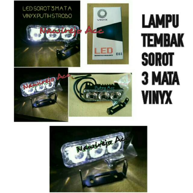 Lampu Tembak Sorot Vinyx 3 Led Putih Strobo