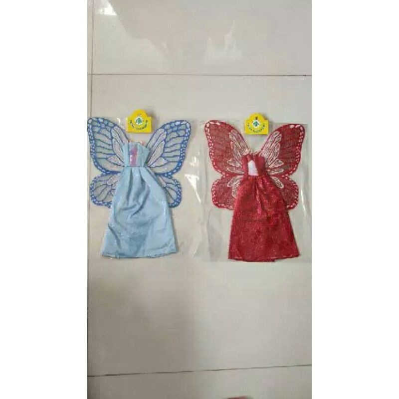 Mainan Baju Boneka Barbie Sayap Motif Pesta Terbang