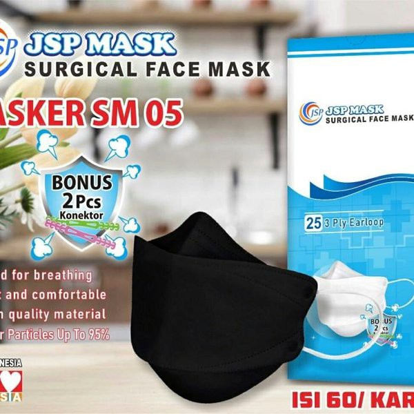 MASKER KF94 JSP Mask 3 PLY Surgical Face Mask isi 25 Pcs Promo Masker Model KF94 Evo JSP KM05 Hitam