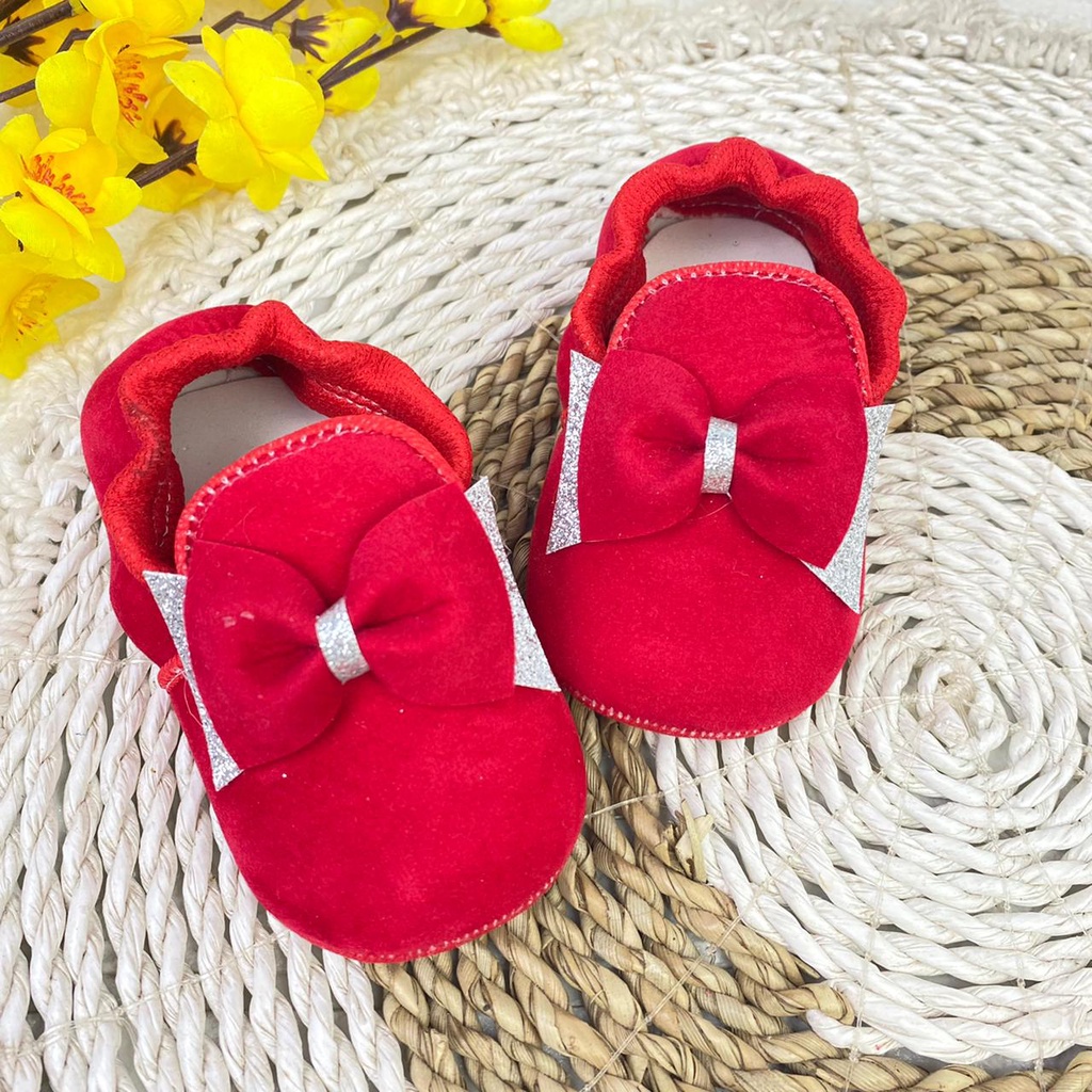 Sasastory-SEPATU PREWALKER BABY BAYI BLUDRU SUEDE KARET PITA 0-12 BULAN GP14