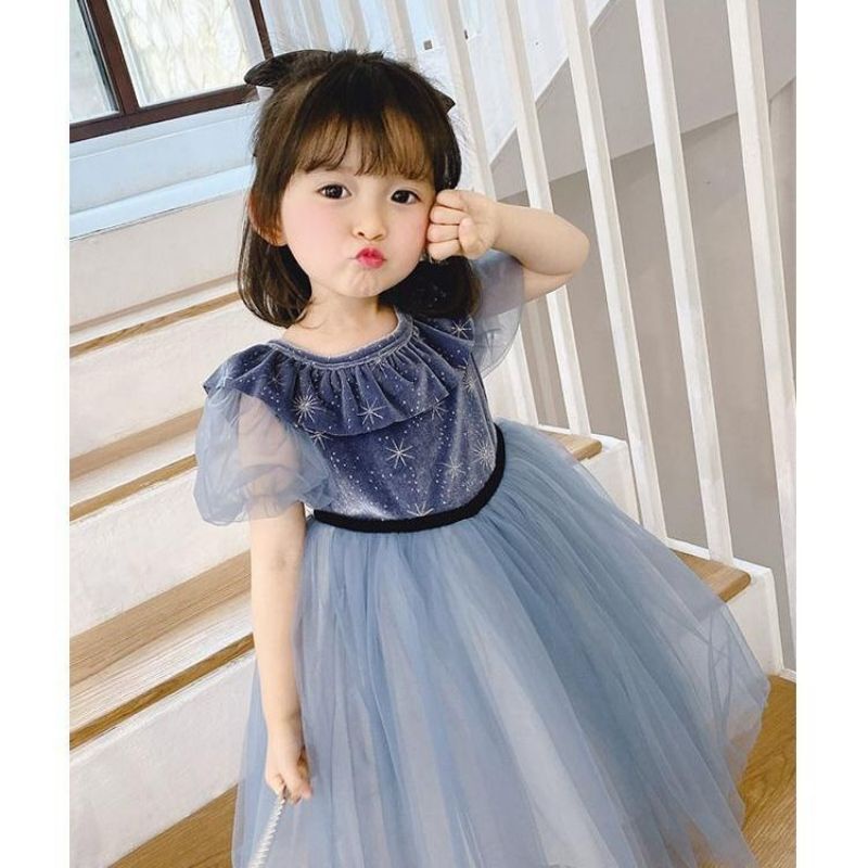 DB17-NEW Dress bayi/dress anak /pakaian bayi anak perempuan motif princes Snowflakes