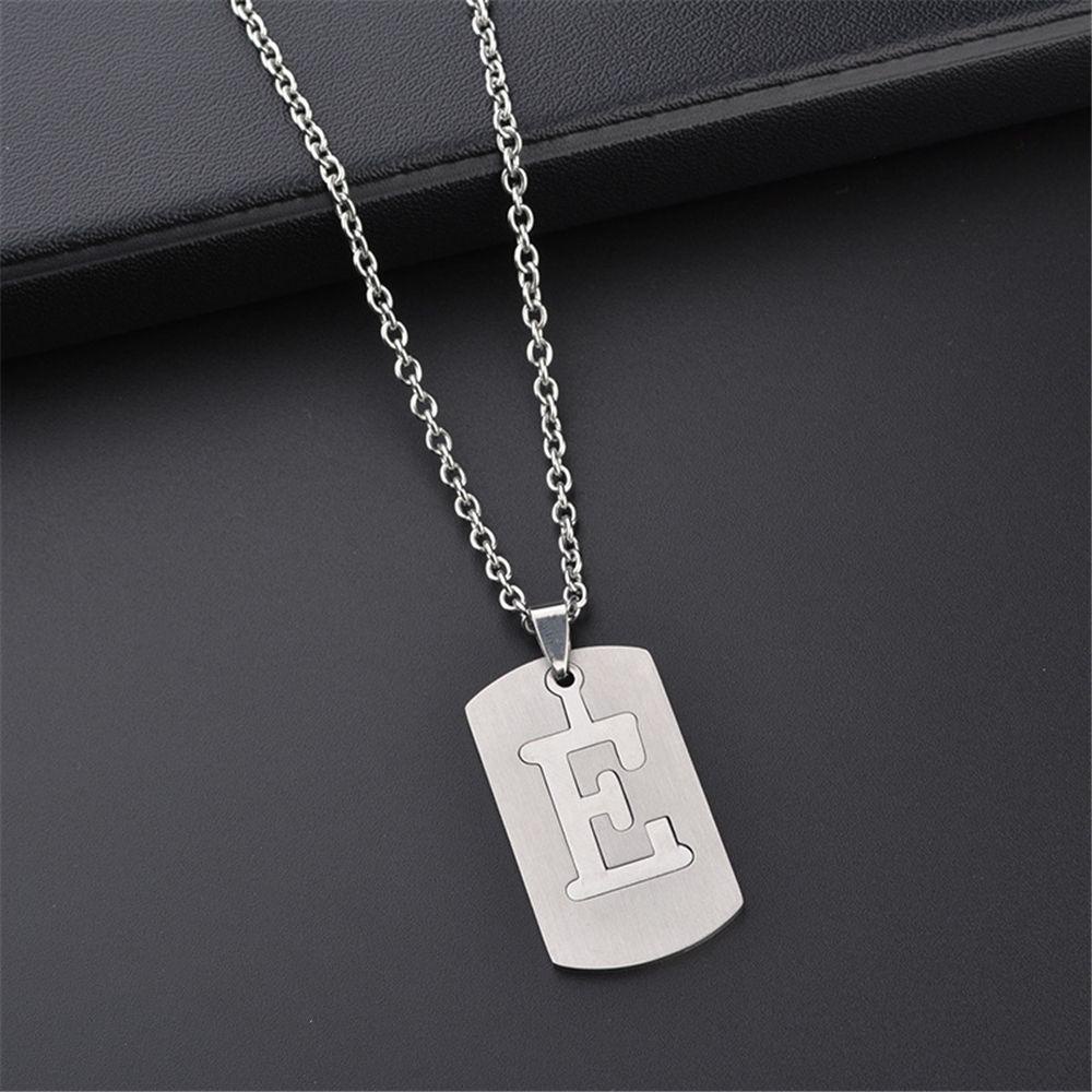 Suyo Kalung Inisial Alfabet Perhiasan Pria Bib Rantai Mewah Minimalis Logam 26huruf