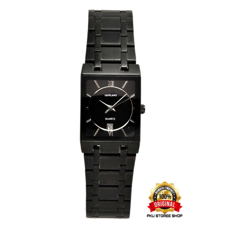 full Black jam tangan capilano fitur tanggal Water proff JAM tangan KASUAL wanita original rantai stainlis stel Case petak jam tangan cewek import capilano jam tangan wanita anti air jam tangan cewek anti air JAM TANGAN CEWEK TERLARIS FITUR TANGGA