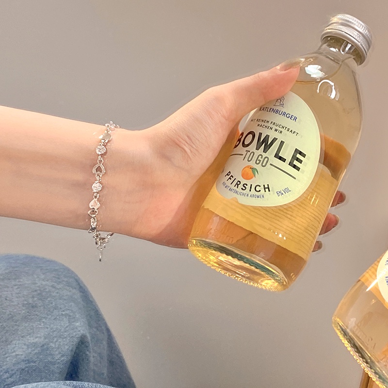 Gelang Zircon Bahan S925 Silver Bentuk Hati Untuk Wanita