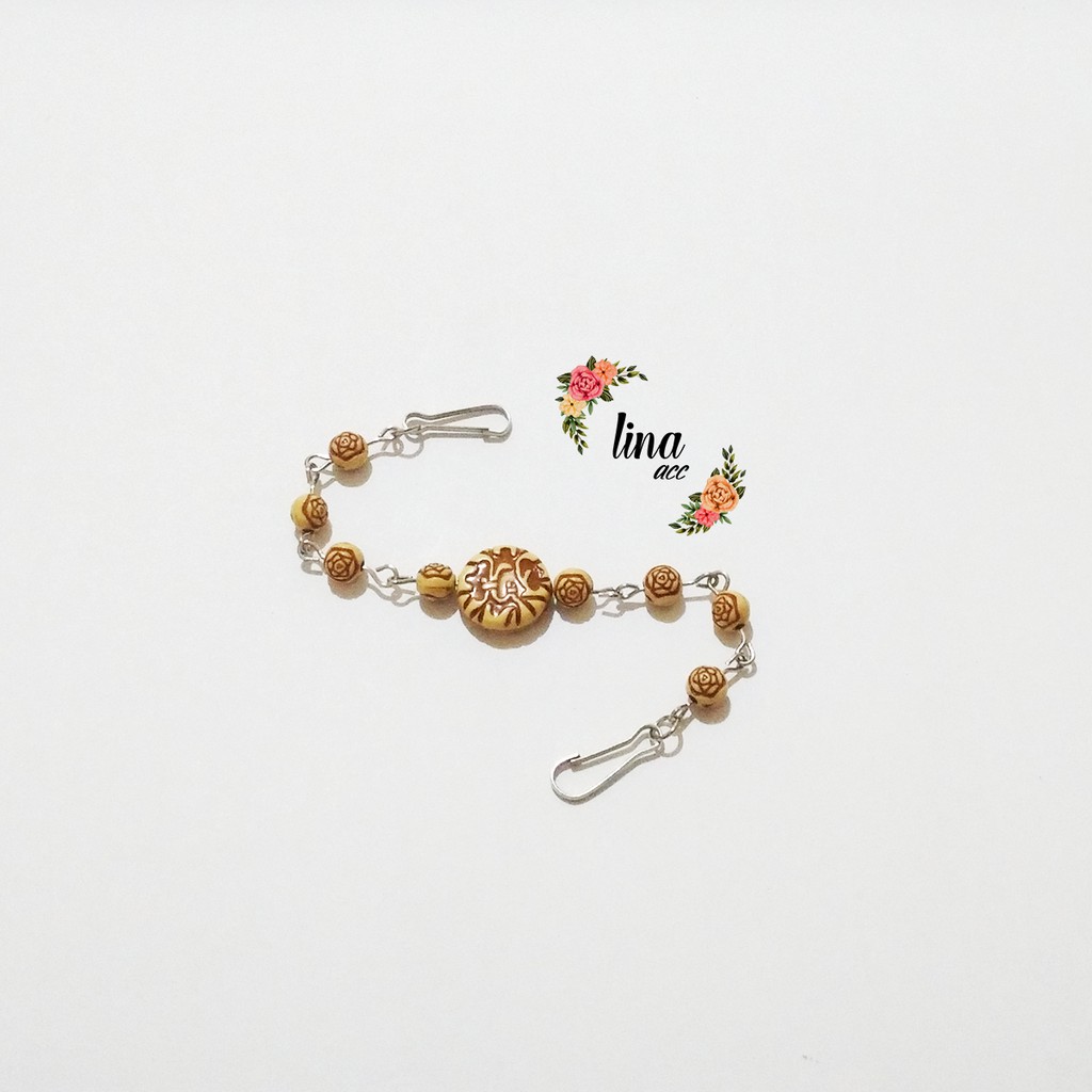 Konektor Masker Hijab Kancing Tali Pengait Masker Jilbab Pengikat Masker - 16 Cm Motif Kayu Lucu