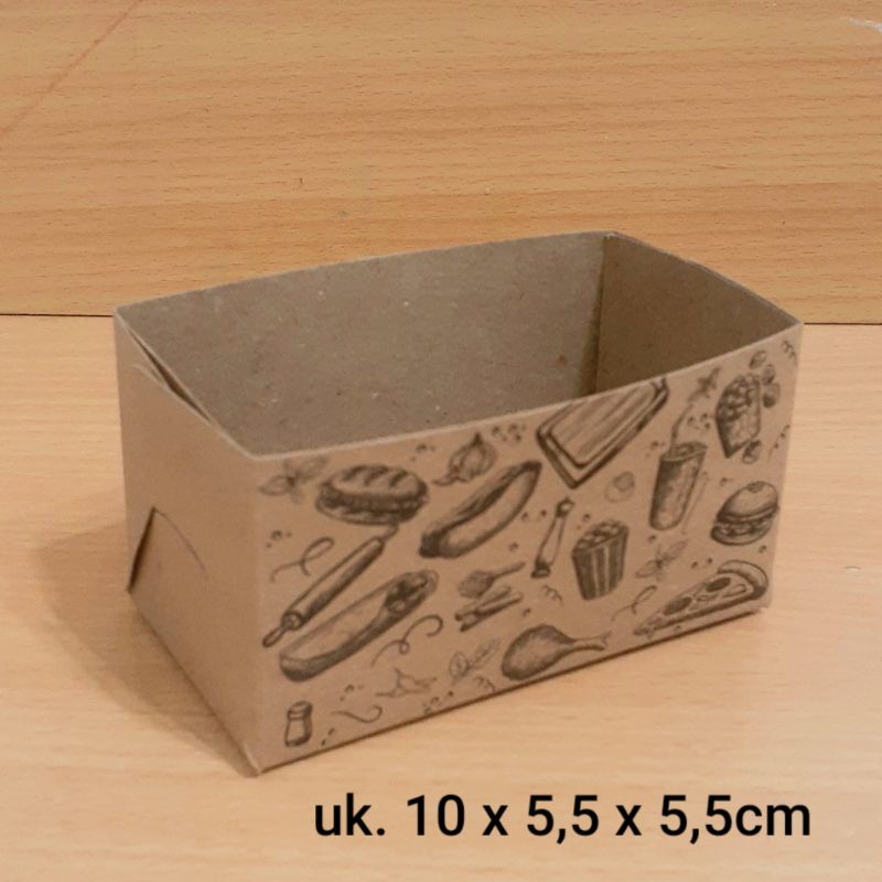 GC [ 25pcs ] Tray Toast roti bakar motif kraft laminasi box roti bakar motif