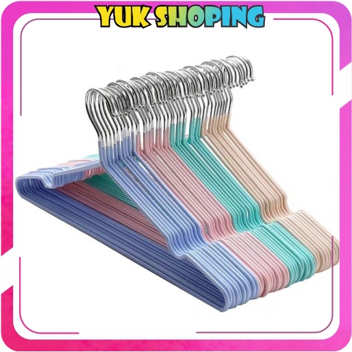 YUKSHOPING 1 PC Gantungan Baju DEWASA 42 CM / Hanger Warna Stainless Steel Import Murah R427