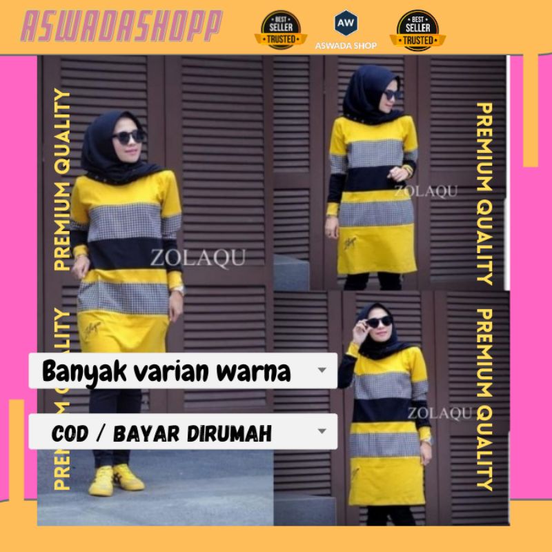 Atasan Tunic // Neda tunik // zolaqu tunic wanita remaja Kuliah Dress Premium Kotak Combed Muslim