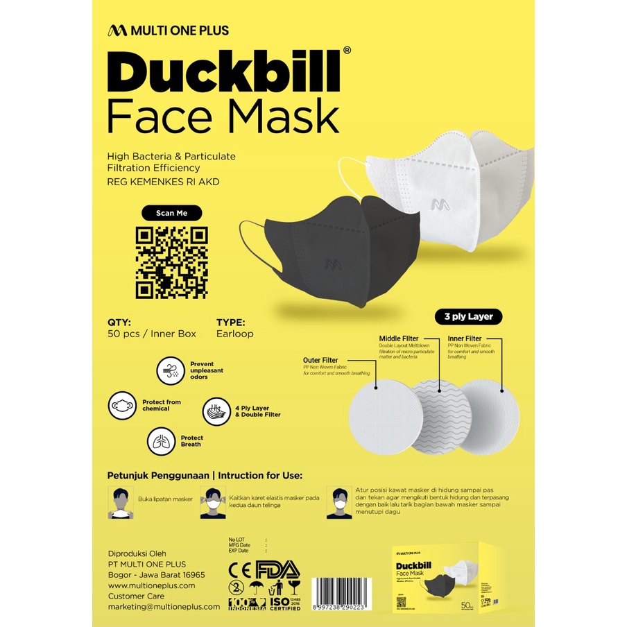 Masker Duckbill Multi One Plus isi 50 Pcs / Duckbill / Masker Duckbill MOP / Masker Duckbill Murah / Masker MOP