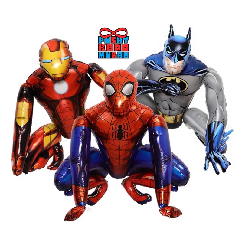 [NEW] Balon 4D Foil bentuk SPIDERMAN / BATMAN / IRONMAN untuk Pesta / Acara / Dekorasi / Hiasan