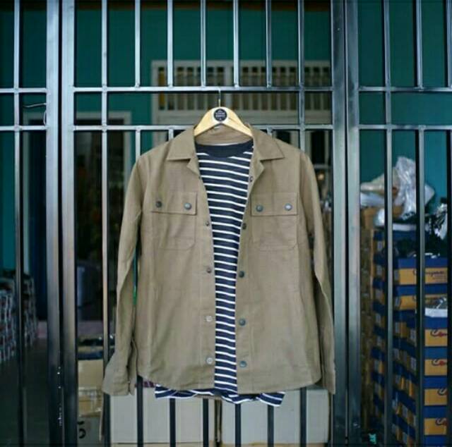 Jaket Semi Parka Canvas Cream Khaki