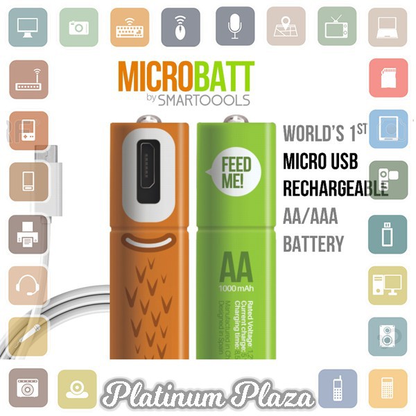 MICROBATT Baterai Cas AA Micro USB 1000mAh 2PCS - Green`6G2M5H-