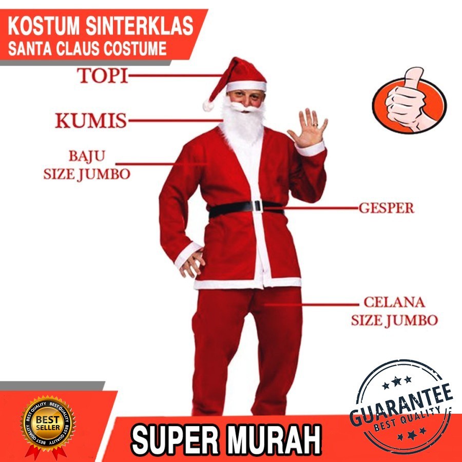 Kostum Sinterklas Santa Clause Costume - Baju Sinterklas BEST QUALITY