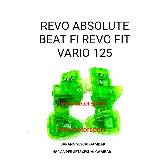 TOMBOL SAKLAR LAMPU BEAT FI REVO ABSOLUTE VARIO 125 HIJAU TRANSPARAN