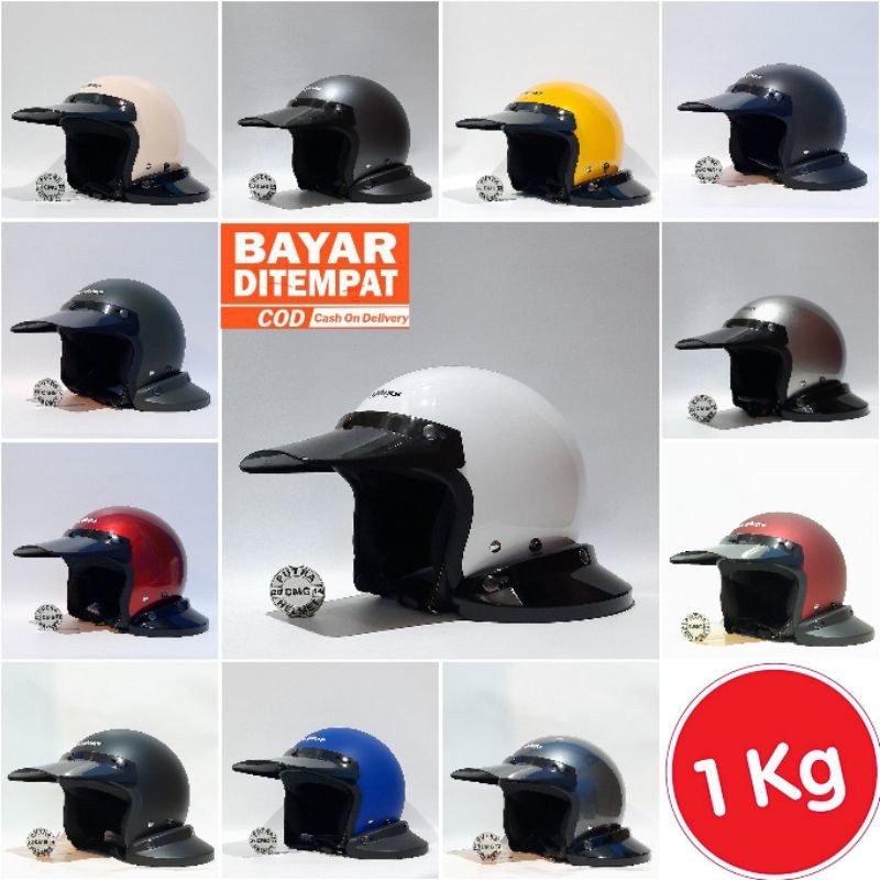 (COD) paket helm cargloss original cfm retro pet panjang hitam