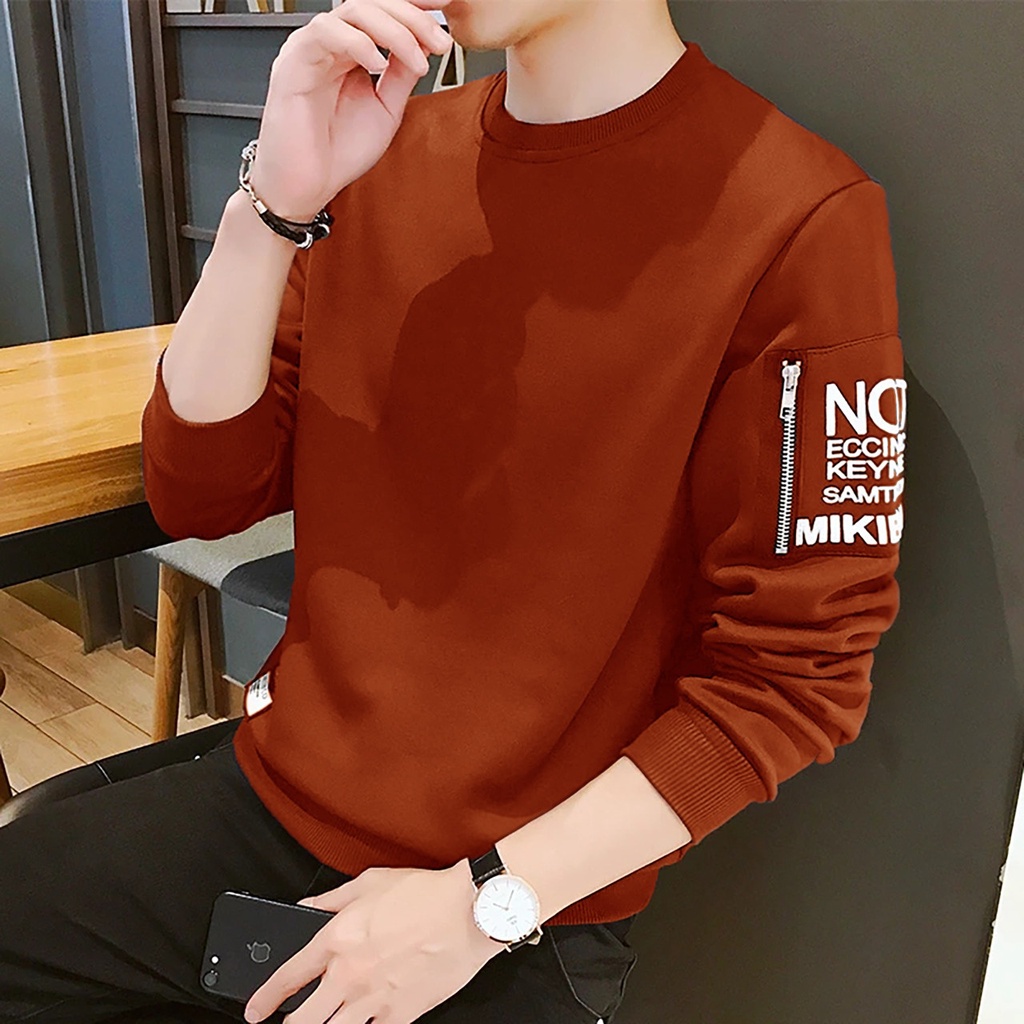 KIYOWO-Baju Atasan Koas Pria Lengan Panjang Martin Baju Sweater Cowok Casual