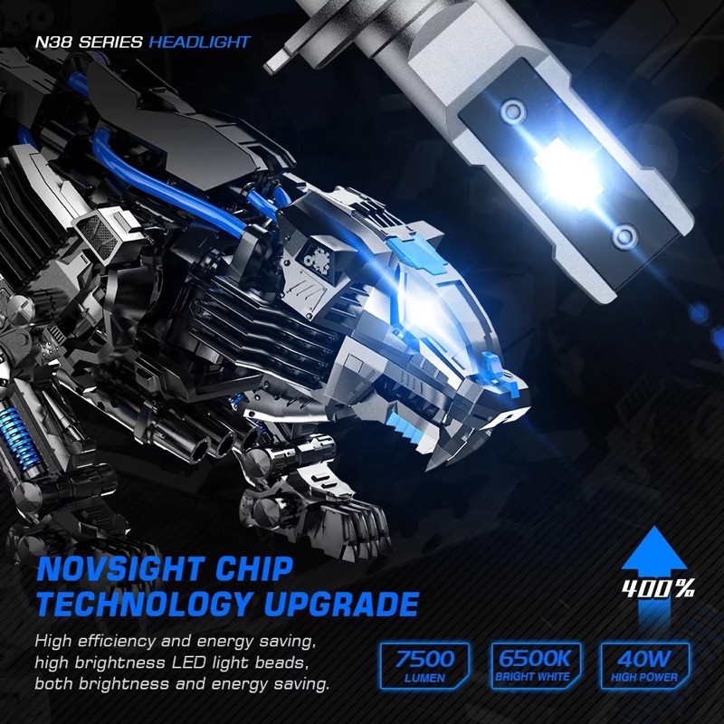 NOVSIGHT N38 Lampu Led Mobil Headlight dan Foglamp H4 H7 H8 H11 H16 HB3 HB4 Kualitas Premium