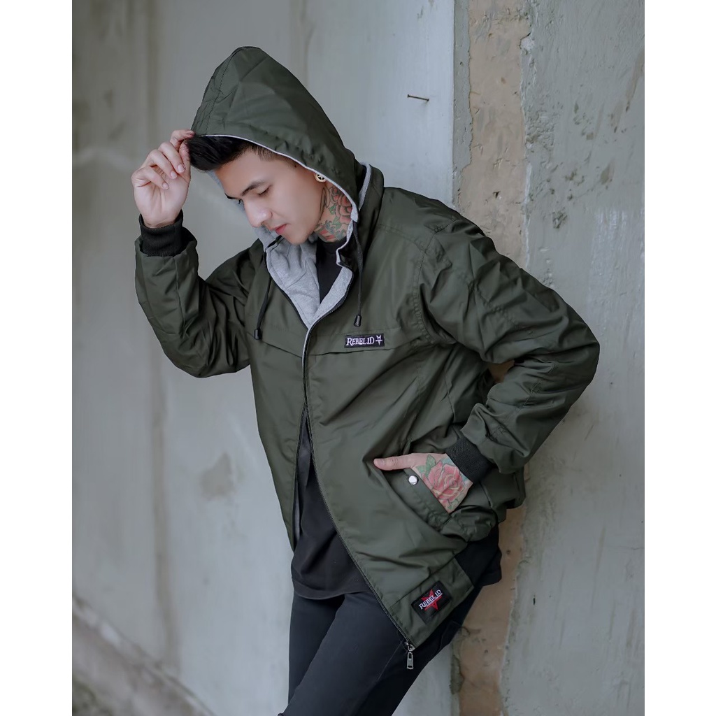 Rebell ID jaket pria taslan parasut original jacket cowok parasit distro premium