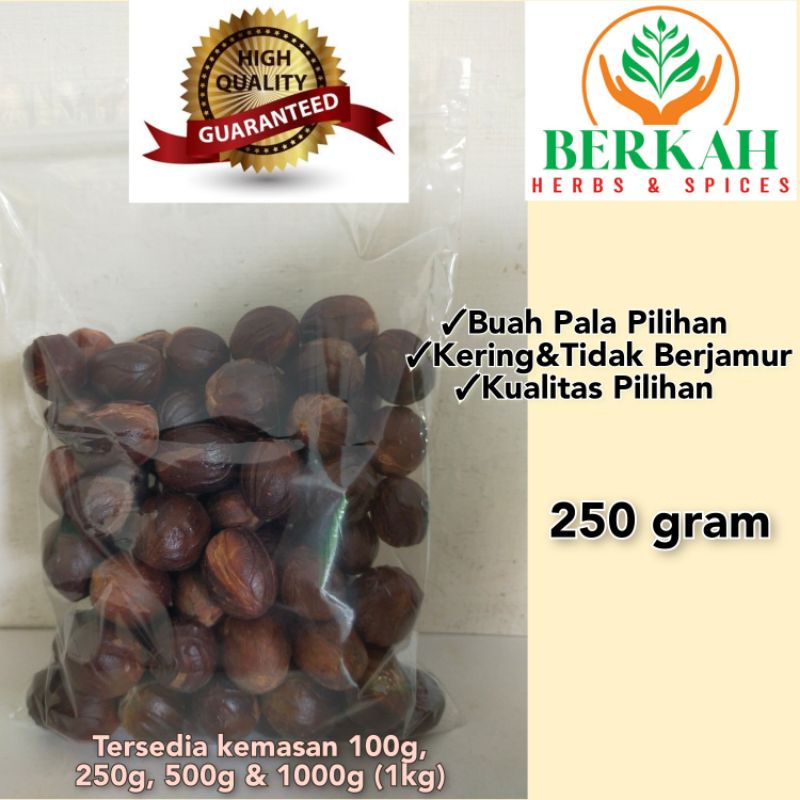 

Buah Pala Kering Cangkang 250g Kualitas Premium Terbaik Tidak Berjamur