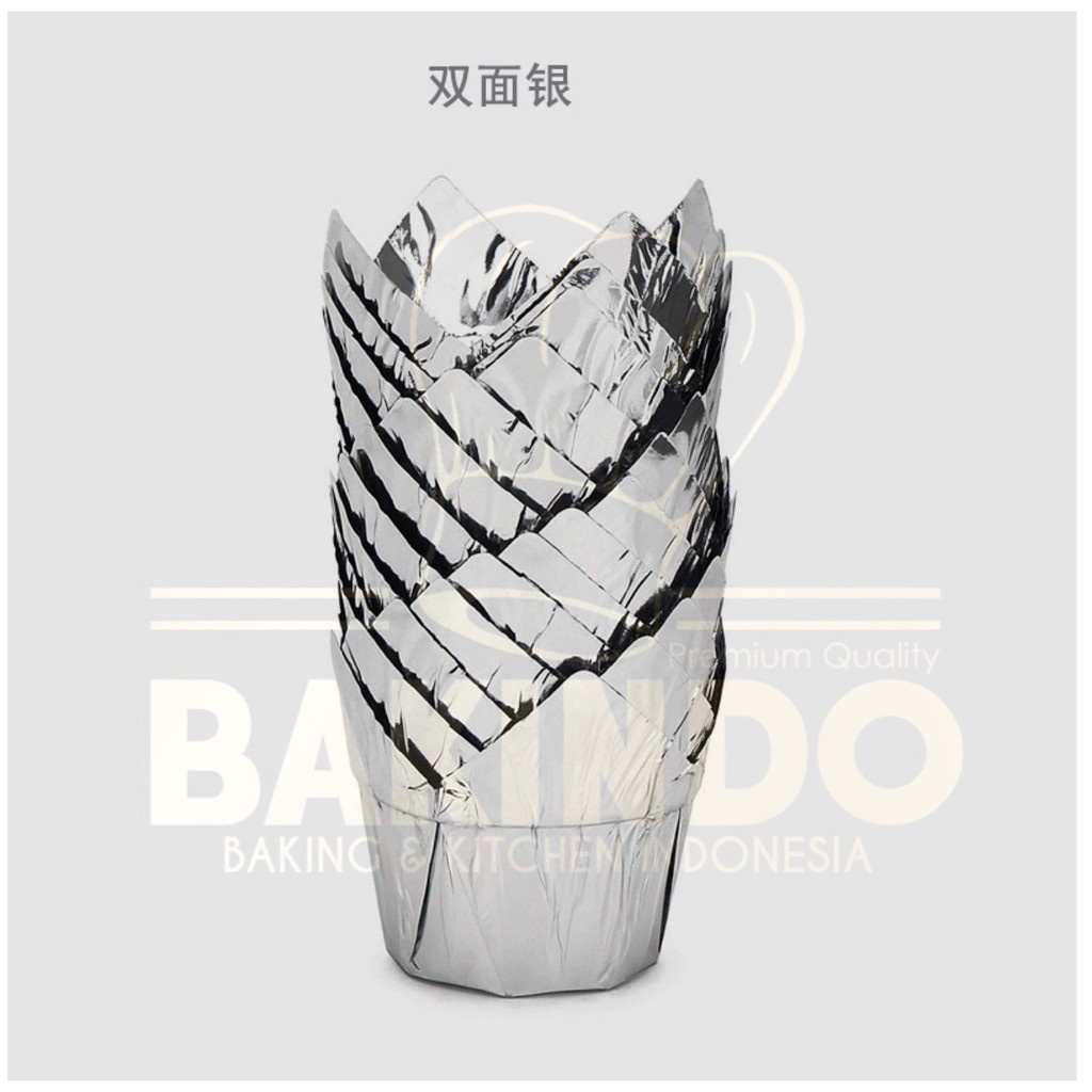 Kingsbakeware Tulip Cupcake case aluminium foil 50pcs Muffin Paper Cupcake Case Baking Paper Premium food grade