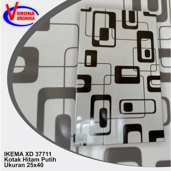 Keramik Dinding IKEMA XD 37711 Kotak Hitam Putih 25x40