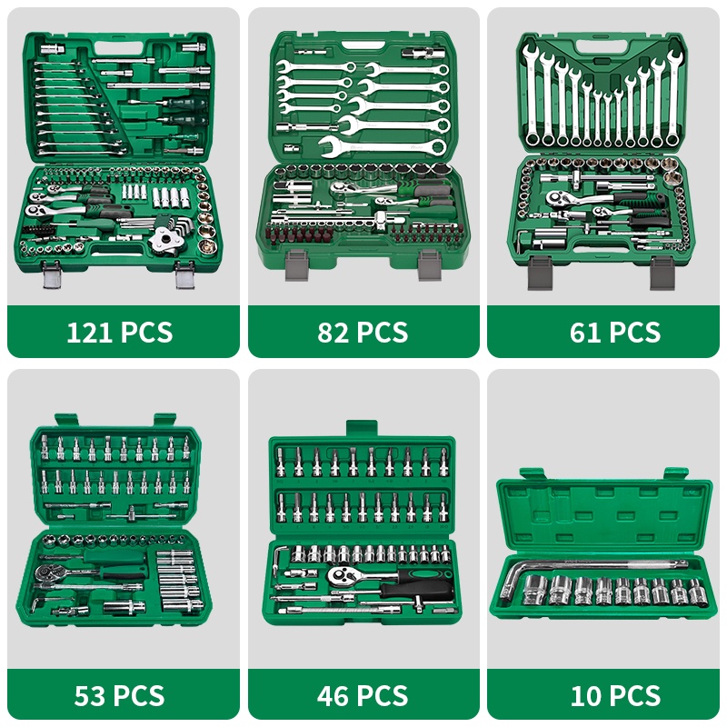 ISKU kunci shock set lengkap Kombinasi 121pcs 72 gigi kunci pas ratchet 1/2 1/4 3/8 kunci torsi/mata sok set/Ring Pas Set /toolkit set/kunci filter oli l