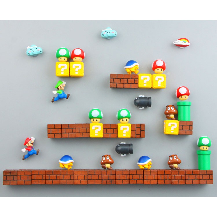 Magnet kulkas kartun karakter super mario bros miniatur lucu unik impor import surabaya