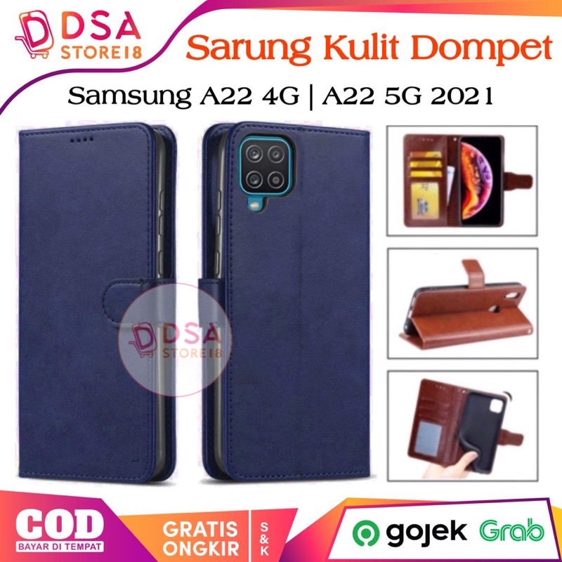 Case Samsung A22 4G / Casing Samsung A22 5G / Leather Case Flip Cover Wallet Dompet Hp Casing Kulit