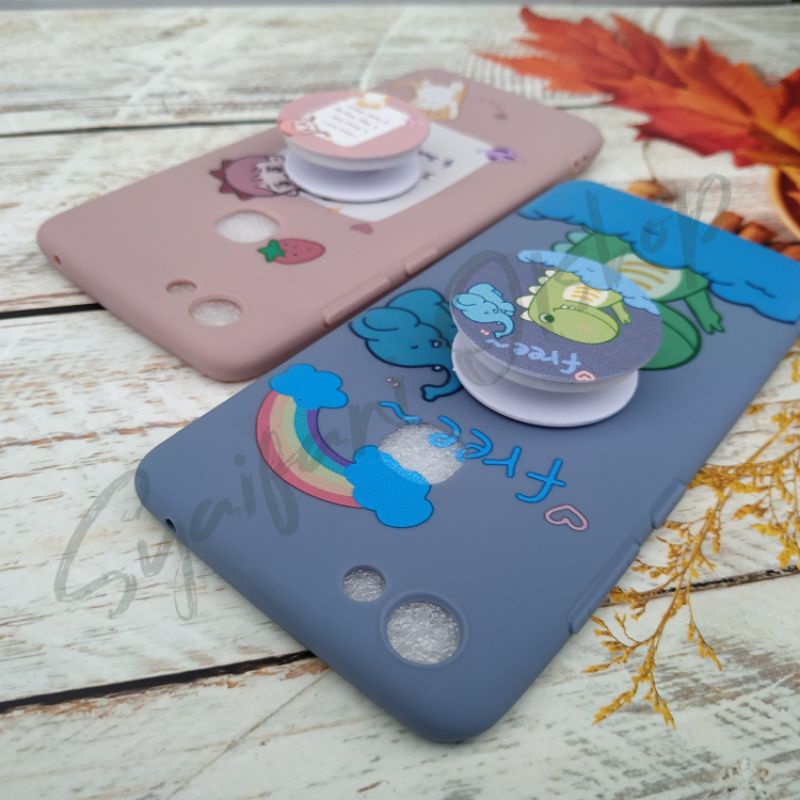 Cute Case Vivo V7 / Vivo 1718  Softcase Karakter Keren + free Popsocket