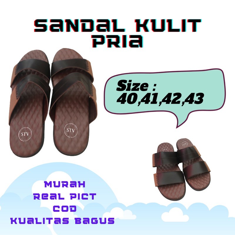 Sandal kulit sandal slide pria sendal kulit cowok sandal pria kulit murah sendal slide cowok