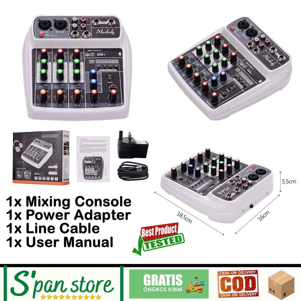 Mixer Audio 4 Channel untuk Podcast, Rekaman, DLL