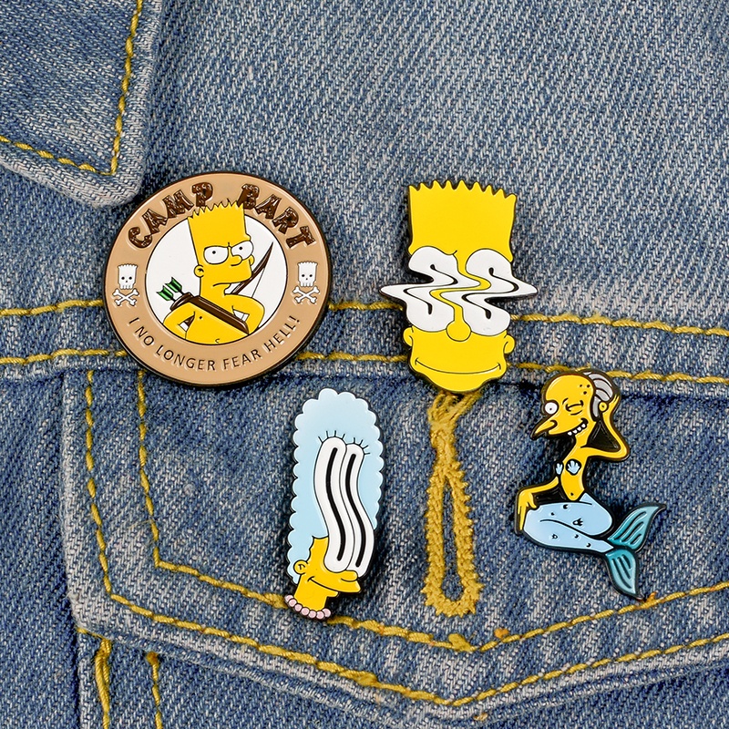 Bros Pin Enamel Desain Karakter Kartun Simpson Family Gaya Vintage Untuk Koleksi Topi