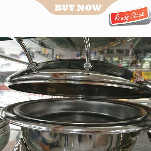 Prasmanan Hydraulic Round Chafing Dish 6.0L Bulat with SOFT CLOSING