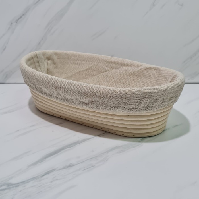 Banneton Basket Proofing Sourdough Plus Linen Cover Oval 26x15x8cm / keranjang rotan