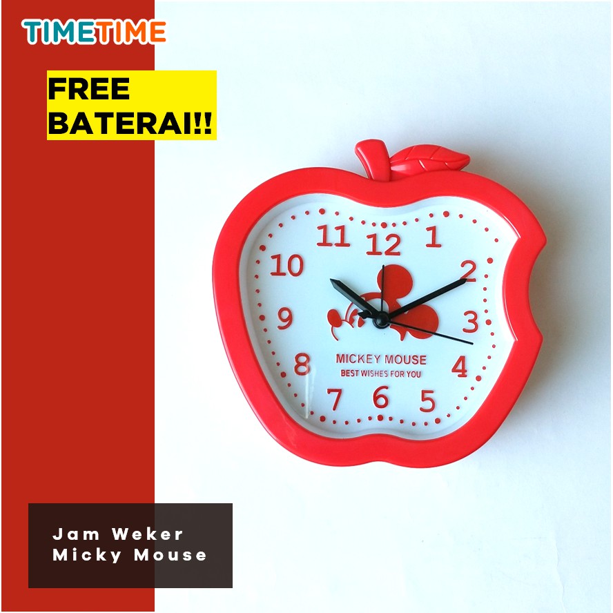 Jam Beker Karakter Jam Weker Doraemon Hello Kity Mickey Mouse Free Baterai AA