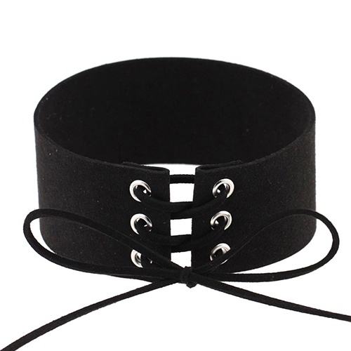 Hu Hu Hu Hu Hu Alat Bantu Pasang Kacamata♡ Kalung Choker Bahan Suede Imitasi Gaya Vintage Punk Gothic Untuk Wanita