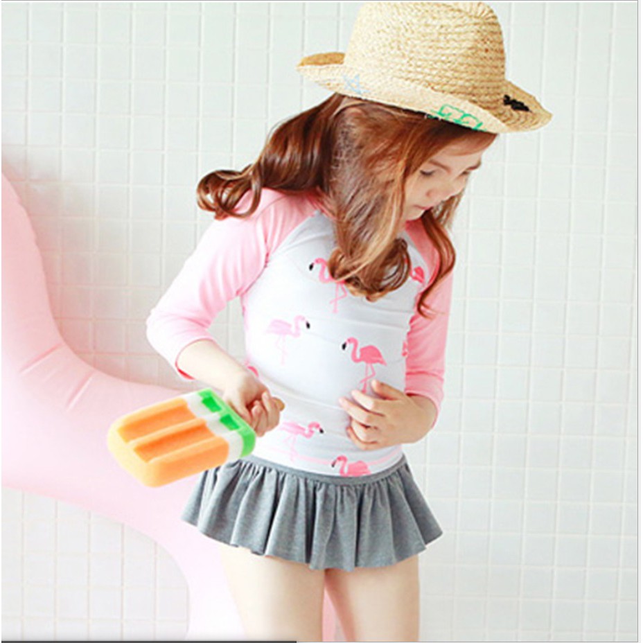 [LOGU] Baju renang flamingo anak, Baju renang set, Pakaian renang, Swimsuit anak