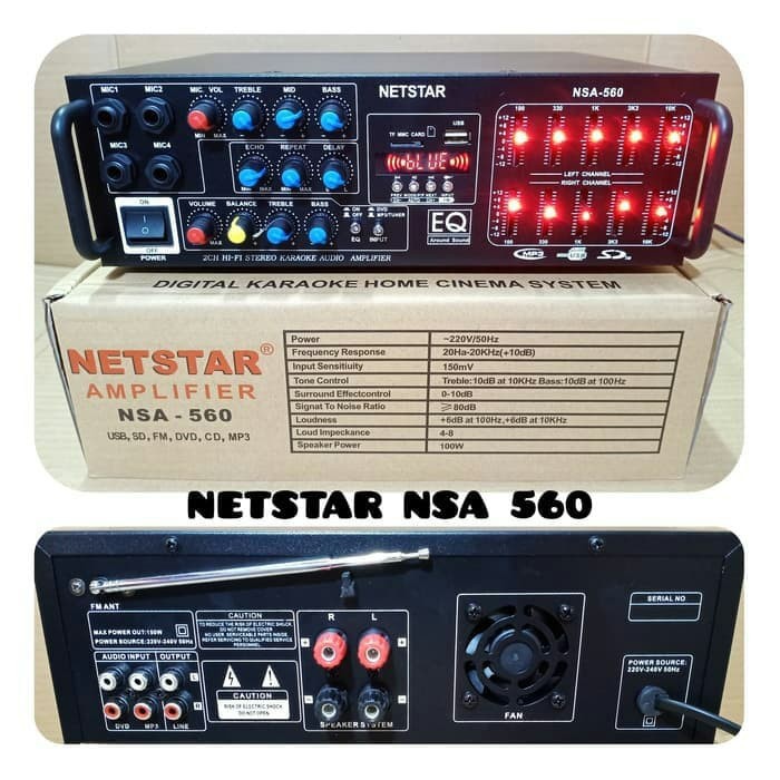 POWER AMPLIFIER NETSTAR NSA 560 BLUETOOTH  - USB - SD Card