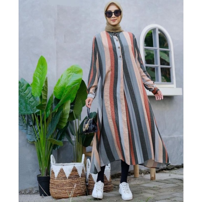 dress tunik terbaru Miu MIDI motif lapis terbaru