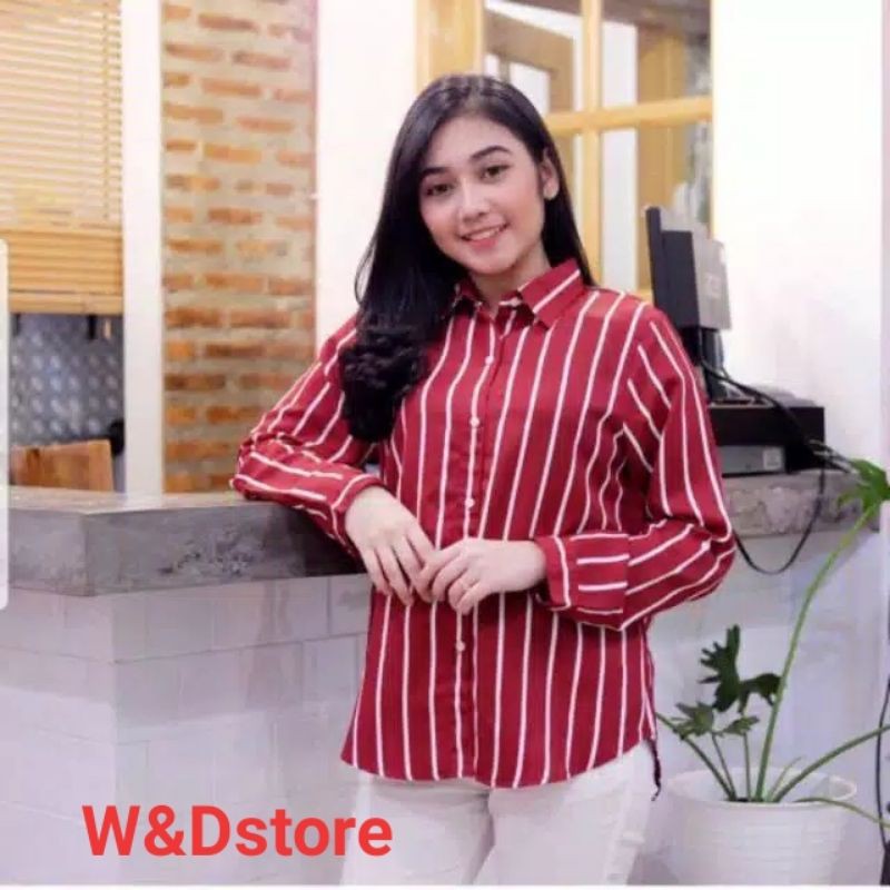 TERMURAH!!! W&amp;D KEMEJA SALUR BAJU KEMEJA MURAH BAJU ATASAN WANITA TERBARU BAJU SALUR LENGAN PANJANG