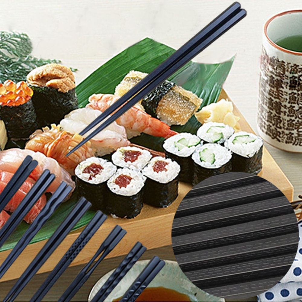 1 Pasang Sumpit Jepang Portabel Bahan Alloy Anti Slip untuk Sushi