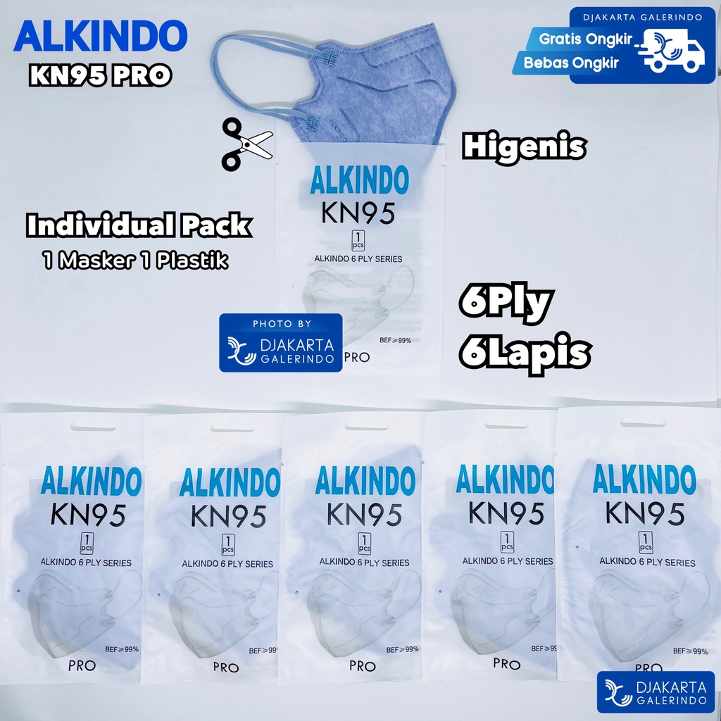 Masker Alkindo KN95 PRO Individual Pack 6PLY  isi 10Pcs