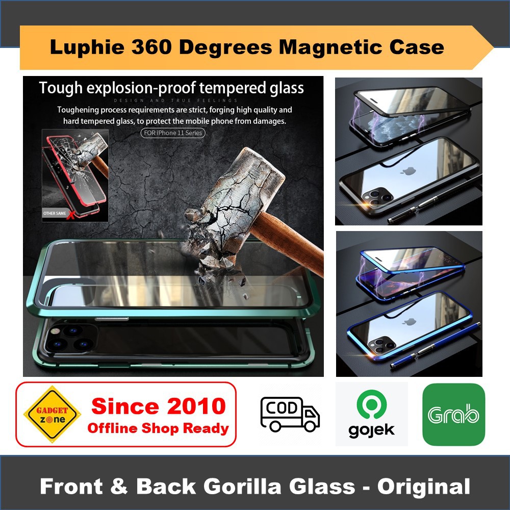 iPhone 11 Casing Luphie Magnetic Front Back Glass Case